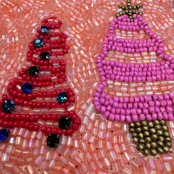 Beaded Holiday Coin Purse Christmas Gift Stocking Travel Pouch NEW FAST SHIP - Picture 3 of 6